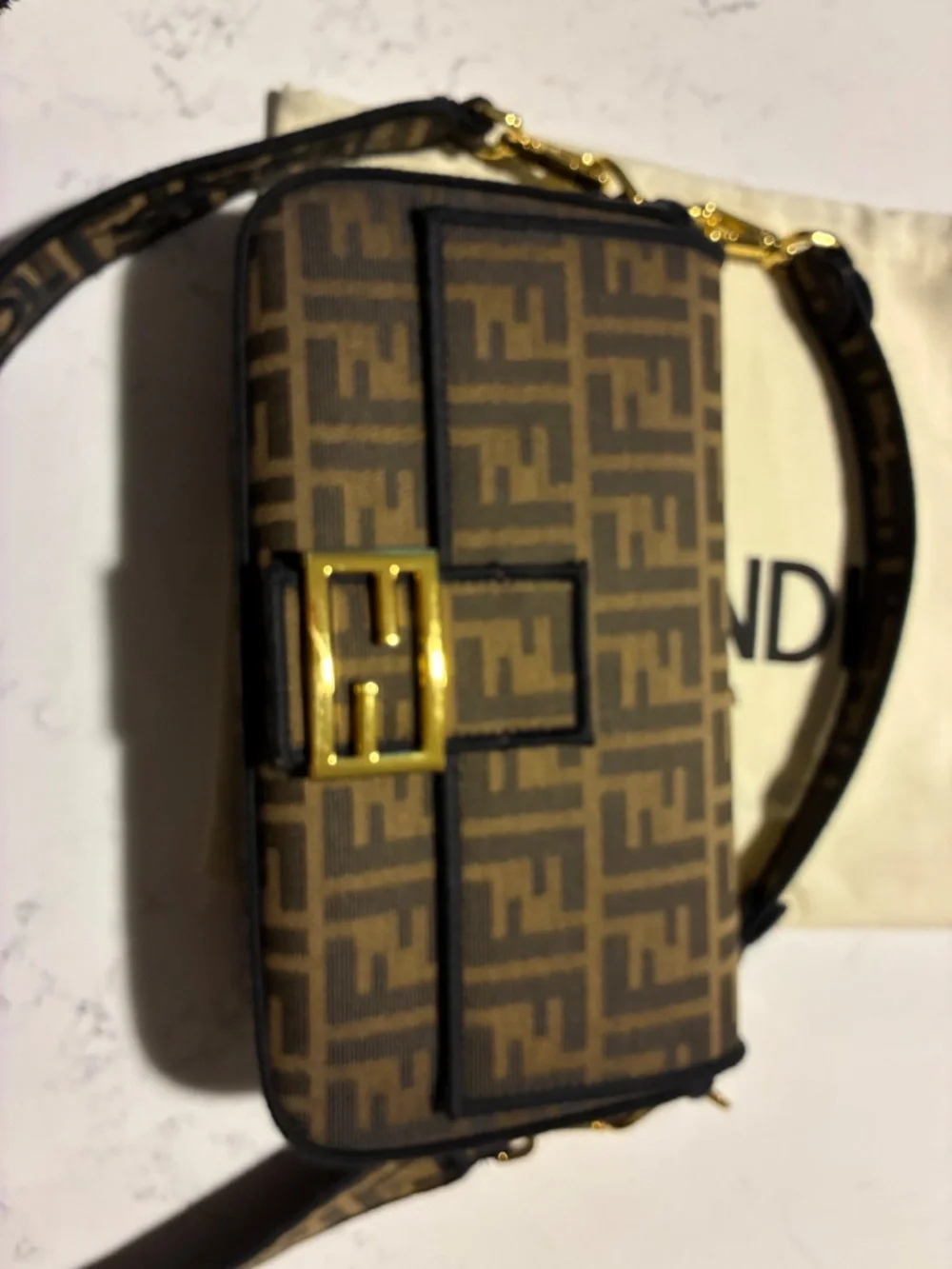 Fendi Baguette Tobacco Brown Jacquard Bag - Picture 2 of 11